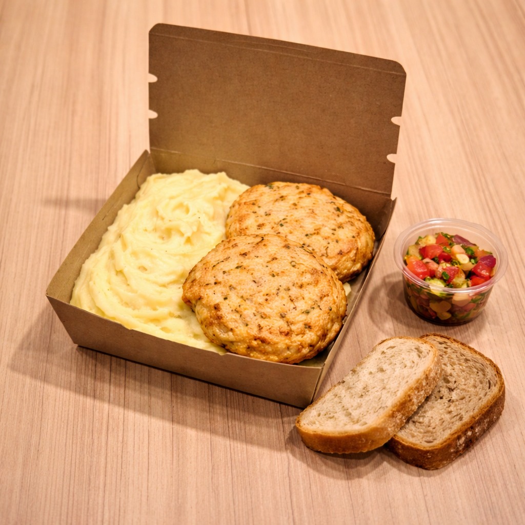 Mashed Potatoes with Chicken Cutlets